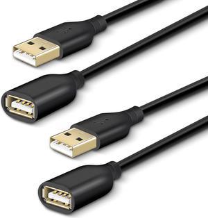 Fasgear USB 2.0 Extension Cable 10ft/3m 2 Pack - A Male to A Female Charging and Syncing USB Extender Cord (Black)