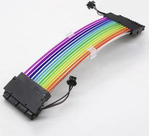 24Pin ATX Motherboard RGB Extension Power Supply Cable for PC Case DIY Computer Cord Custom Build Gaming Case Modding