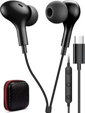 USB C Headphone for  S23 FE S22 S21 S20 A53 A54 Wired Earbuds Magnetic in-Ear Type C Earphone with Microphone Volume Control Bass Stereo Noise Canceling for iPhone 15 Pro Max Pixel 6 6a 7a 8 5