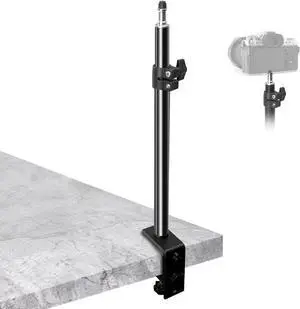 Desk Mount Stand Camera Desk Mount Stand Adjustable 14-24 inch Table Multi Mount Stand Padded Desk Clamp with Standard 1/4'' Screw Tip for DSLR Camera, Panel Lights, Ring L