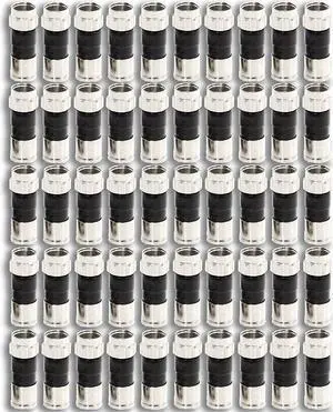 50-Pack RG6 Quad Compression Connectors PPC EX6XL Approved for Most Satellite or Cable Coax 50-Pack RG6 Quad Compression Connectors PPC EX6XL Approved for Most Satellite or Cable Coax