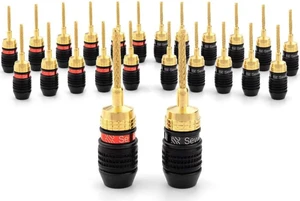 Deadbolt Flex Pin Banana Plugs for Spring-Loaded Speaker Terminals, 12 Pairs Gold Plated Deadbolt Flex Pin Banana Plugs for Spring-Loaded Speaker Terminals, 12 Pairs Gold Plated