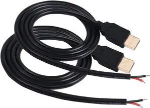 USB 2.0 Male Bare Cable Pigtail Open End Extension Cables 5V 3A Power Charge Wires DIY Connector Replacement Cable Cord 18AWG -2pcs (1M) USB 2.0 Male Bare Cable Pigtail Open End Extension Cables 5V 3A Power Charge Wires DIY Connector Replacement Cable Cord 18AWG -2pcs (1M)