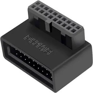 USB 3.0 90 Degree Motherboard Adapter 19 Pin/20 Pin Male to Female Extension Adapter L Turn Right Angle Socket for Desktop Motherboard (Down Angle PH19B)