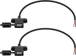 R USB Female 2pin Bare Wire,USB Power Cable with Dust Cap DIY Pigtail Cable,for and USB Equipment Installed or Replace Repair