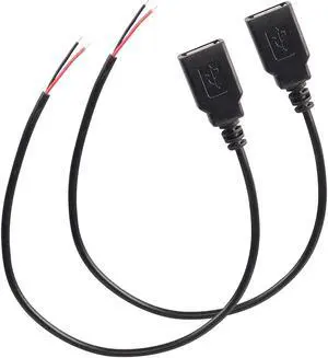 USB 2.0 Female Pigtail Cable Extension Power Cable 22AWG 5V 3A USB A Socket to 2 Pin Bare Wire Open End Connector for DIY-2 Pcs (0.3M) PLS Test The Neg and Pos Before use USB 2.0 Female Pigtail Cable Extension Power Cable 22AWG 5V 3A USB A Socket to 2 Pin Bare Wire Open End Connector for DIY-2 Pcs (0.3M) PLS Test The Neg and Pos Before use