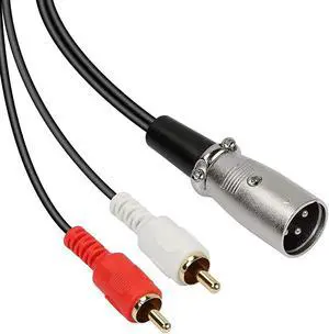 M XLR Male to 2 Phono RCA Plug Adapter Y Splitter Patch Cable, 1 XLR Male 3 Pin to Dual RCA Male Plug Stereo Audio Cable Connector(1.5M) (XLR Male to 2RCA)