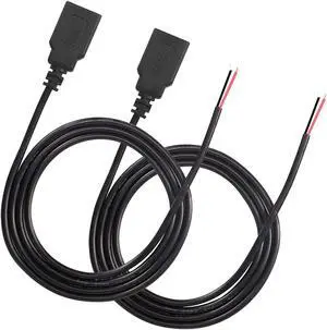 USB 2.0 Female Pigtail Cable Extension Power Cable 22AWG 5V 3A USB A Socket to 2 Pin Bare Wire Open End Connector for DIY-2 Pcs (1M) USB 2.0 Female Pigtail Cable Extension Power Cable 22AWG 5V 3A USB A Socket to 2 Pin Bare Wire Open End Connector for DIY-2 Pcs (1M)