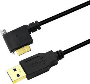 3M USB 3.0 A Male to 90 Degree Micro B Male Cable with Locking Screws for Hard Drive, Smartphone, Tablet and PC 3M USB 3.0 A Male to 90 Degree Micro B Male Cable with Locking Screws for Hard Drive, Smartphone, Tablet and PC