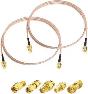 Superbat SMA Male to SMA Female RF Coaxial Coax Cable 12inches + 5pcs RF Coax Adapter Kit, SMA Cable + SMA to SMA/RPSMA Adapter KIT for WiFi/Ham Radio/GPS/3G 4G LTE Antenna,LNA and etc