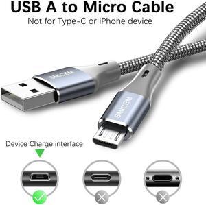 Micro USB Cable, Charging Cable Super Long Fast Charging Speed 10ft 3 Pack, Micro USB Charger Cable, Compatible with Samsung HTC, Sony, Galaxy, LG, PS4, Android and Others, Nylon Braided Cables