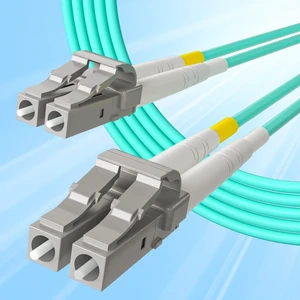 Fiber Patch Cable - LC to LC OM3 10Gb/Gigabit Multi-Mode Jumper Duplex 50/125m LSZH Fiber Optic Cord for SFP Transceiver, Aqua, 10-Meter(32.8ft), 10-Pack Fiber Patch Cable - LC to LC OM3 10Gb/Gigabit Multi-Mode Jumper Duplex 50/125m LSZH Fiber Optic Cord for SFP Transceiver, Aqua, 10-Meter(32.8ft), 10-Pack