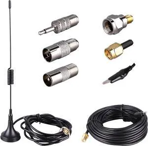 Fm Antenna Outdoor Indoor,WiFi AV Audio Camera Monitor Tuner TV Stereo Antenna,1.5m(SMA-Male) Magnetic Base Transmitter Antenna Cable+16.4Ft Antenna Extension Cable with 6pcs Antenna Adapters