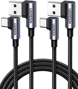 UGREEN USB to USB C Cable 2Pack, 18W Dual Right Angle USB C Cable Fast Charge, 90 Degree USB C Charging Cord for Galaxy A53 A71 A03 S22 S21 S20 FE, Pixel 6a 5, LG G8 V50 V60, Moto G G53, 6FT