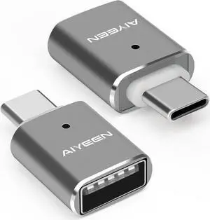 USB C to USB Adapter(2 Pack) USB C Male to USB 3.0 Female Adapter OTG Converter Compatible with MacBook Pro 2019/2018/2017 MacBook Air 2018 and More Type-C Devices Gray