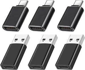 USB to USB C Adapter 6 Pack, [3* USB C Female to USB A 3.0 Male Adapter] & [3* USB-A 3.0 to USB-A Adapter] USB OTG Converter Support Double Sided High-Speed Data Transfer & Fast Charging