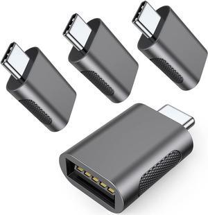 Upgrade 10Gbps USB C to USB 3.0 OTG Adapter (4 Pack) USB Type C Male to USB A Female Thunderbolt 4/3 to USB Converter for MacBook Pro/Air iPad iMac and More Type C Devices - Space Grey