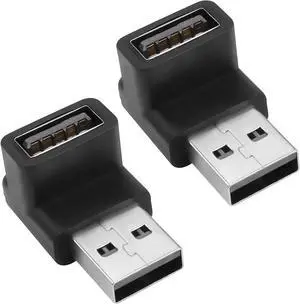 USB 3.1 90°Angle Adapter 10Gbps USB 3.1 Male to Female L-Angle Connector USB A 3.1 Right Angle Coupler Support 3A Charging OTG Data Transfer 2Pcs (Positive Bend/Female end Down)