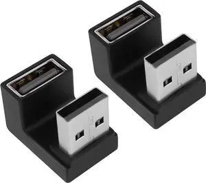 U-Shape Angle USB 3.1 Adapter Converter 10Gbps 180 Degree USB A Male to Female Coupler Connector Support Data Transfer OTG 3A Charging for PC Laptop Mobile Power 2Pcs (Female Up)