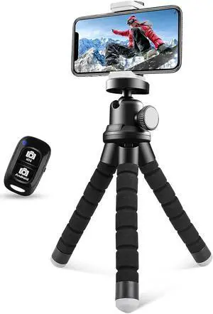Sensyne Phone Tripod, Flexible Cell Phone Tripod with Phone Holder and Wireless Remote, Mini Travel Tripod Stand, Compatible with All Cell Phones, Cameras