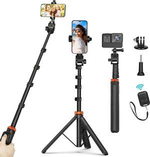 E Phone Tripod for iPhone 575 Selfie Stick Tripod Flip Locks More Stable Travel Tripod Stand with Remote  GoPro Adapter Compatible with iPhone 14 13 12 Pro MaxAndroidCameraInsta360