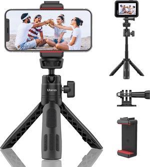 U M12 Extendable Selfie Stick for Gopro Portable Vlog Cell Phone Tripod Stand with Phone Mount and Gopro Adapter Mini Hand Grip Compatible with Gopro Hero 1098765 and Smartphone