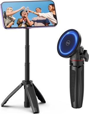 ULANZI Magnetic Cell Phone Tripod Compatible with MagSafe, Mini Extendable Selfie Stick 360° Ball Head Tripod Stand Handle Grip for iPhone 14 13 12 Series
