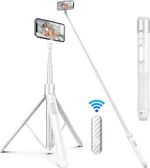 ATUMTEK 65" Selfie Stick Tripod, All in One Extendable Phone Tripod Stand with Bluetooth Remote 360° Rotation for iPhone and Android Phone Selfies, Video Recording, Vlogging, Live Streaming, White