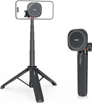 VRIG Magnetic Tripod, 21.6" Extendable + 1/4" Mount + Ring, Cell Phone Stand for iPhone 14, 13, 12 & All Phones & Cases