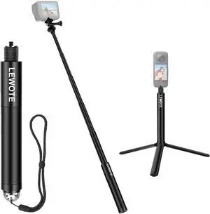 Extendable Selfie Stick Compatible with Insta360 One X2 X3 XR/RS/GO 2 GO 3, DJI Action Series Monopod Accessories[with Detachable Tripod](27Inch(70cm))