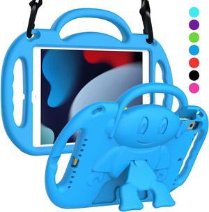 SUPLIK Kids Case for iPad 9th/8th/7th Generation (10.2 inch 2021/2020/2019) iPad 10.2 Protective Case with Shoulder Strap Handle Stand for  iPad 7th/8th/9th Gen Blue