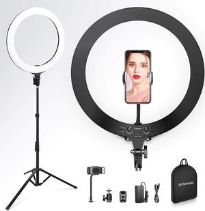 Ring Light 18 inch, Professional Tripod with Ring Light, Large 18 Ring Light with Stand and Phone Holder, Selfie Ring Light for Video Recording, Photography, Makeup, Carrying Case Bundled