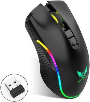 Ludus Dominum Rechargeable Wireless Gaming Mouse,large-size ,Ergonomic Hand Grips,4800 DPI,TYPE-C Fast charge,7 Buttons,Fast-Charging,10 millons buttons life,RGB Gamer Desk Laptop PC Gaming Mouse