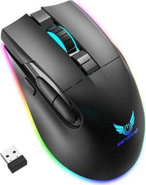 Ludus Dominum Rechargeable Wireless Gaming Mouse,large-size ,Ergonomic Hand Grips,4800 DPI,TYPE-C Fast charge,7 Buttons,Fast-Charging,10 millons buttons life,RGB Gamer Desk Laptop PC Gaming Mouse