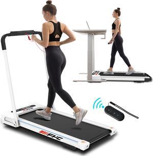 FYC 2 in 1 Folding Treadmill for Home Under Desk Electric Treadmill Workout Foldable Running Machine Portable Compact Treadmill for Running and Walking Exercise 2.5HP, Installation-Free, White JK31-8