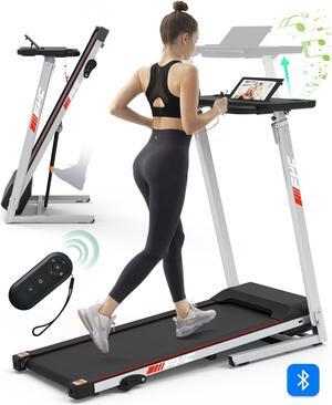 FYC Folding Treadmill for Home - Slim Compact Running Machine Portable Electric Treadmill Foldable Treadmill Workout Exercise for Small Apartment Home Gym Fitness Walking, with Adjustable Table