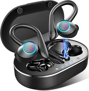 Abelanja Bluetooth 5.1 Sport Headphones in Ear with Earhooks, Bluetooth Earbuds Wireless Headphones with Immersive Sound, IP7 Waterproof Earphones, Noise Cancelling Headset