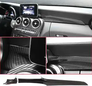ABS Carbon Fiber Central Control Dashboard Panel Trim Decorative Cover Fit for Benz C GLC Class W205 X253 2016-2021 Car Accessories
