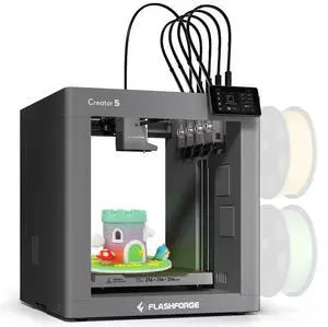 Flashforge Creator 5 Multicolor 3D Printer with 4 Independent Nozzles, 600mm/s High Speed, Auto-Calibration, PEI Flex Plate, Remote Management, 256x256x256mm Build Volume Flashforge Creator 5 Multicolor 3D Printer with 4 Independent Nozzles, 600mm/s High Speed, Auto-Calibration, PEI Flex Plate, Remote Management, 256x256x256mm Build Volume