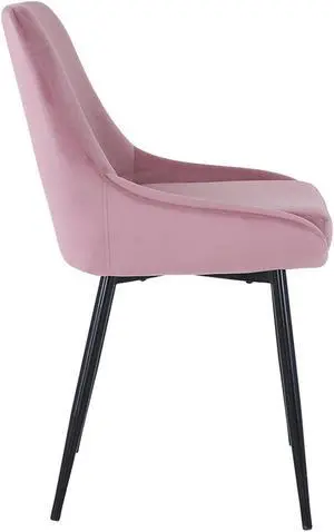 FAMOYI Offical Kitchen Modern Upholstered Dining Chair Set of 2, Metal Legs with Backrest for Living Room Dining Room Bedroom Pink