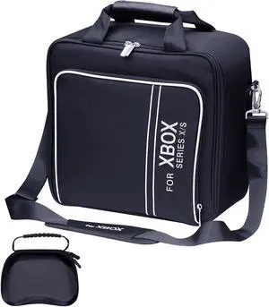 omarando Carrying Case for Xbox Travel Bag,Compatible with XBOX SERIES X/S, Accessory Storage for Xbox Controllers Xbox Games and Gaming Accessories,with game Controller Protection Box  Black/White