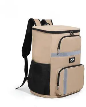 Large capacity minimalist lunch bag, outdoor picnic waterproof ice bag insulation bag, portable fresh-keeping insulation bag,Backpack insulation ice bag khaki