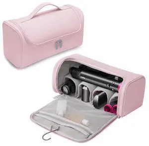 Carrying Travel Case for Dys/Shark Flexstyle Complete Styler and Accessories,PU Portable Bag,with Hanging Hook,Storage bag for hairdressing tools Pink