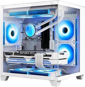 H.E. Gaming PC -AMD Ryzen 7 5700G 3.8 GHz-RTX 4060 8GB-32GB DDR4 RAM-1TB M.2 SSD-240 Liquid Cooler -WIFI &Bluetooth -RGB Fans-Windows 11 Pro Desktop Computer-White