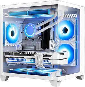 Hoengager Gaming PC -AMD Ryzen 7 5700X 3.4 GHz-RTX 4060 8GB-32GB DDR4 RAM-1TB M.2 SSD-240 Liquid Cooler -WIFI &Bluetooth -RGB Fans-Windows 11 Pro Desktop Computer-White