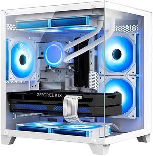 Hoengager Gaming PC AMD Ryzen 5 5500 3.6 GHz, RX 6650 XT 8GB, 3TB SSD, 16GB DDR4 RAM, Liquid Cooler ,AC Wi-Fi &Bluetooth, RGB Fans,Windows 11 Pro Desktop-White