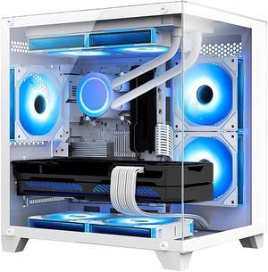 H.E. Gaming PC -AMD Ryzen 7 5700X 3.4 GHz-RX 6600 8GB -32GB DDR4 RAM-1TB M.2 SSD-240 Liquid Cooler -WIFI &Bluetooth -RGB Fans-Windows 11 Pro Desktop Computer-White