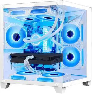 Hoengager Gaming PC -Intel i5-12400F 2.5GHz -GeForce RTX 3050 6GB -16GB DDR4 3200MHz- 1TB M.2 SSD -RGB Fans -WIFI &BT ,HDMI- Liquid  Cooler- Windows 11 Pro Desktop -White