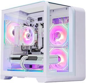 Hoengager Astral Mini Gaming PC -AMD Ryzen 5 7600X 6-Core 4.7 GHz-RTX 5070 12GB-32GB DDR5 6000MHZ RAM-1TB PCIe +1TB SATA SSD -WIFI &Bluetooth -RGB Fans-Windows 11 Pro Desktop Computer-White