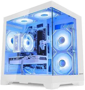 Hoengager Gaming PC Desktop Intel Core i5-13400F 2.5 GHz 10 Core, GeForce RTX 5060 8GB , 32GB DDR4 RAM 3200MHz,1TB PCIe SSD, Wi-Fi & Bluetooth ,Windows 11 Pro  Prebuilt Tower RGB Computer-White
